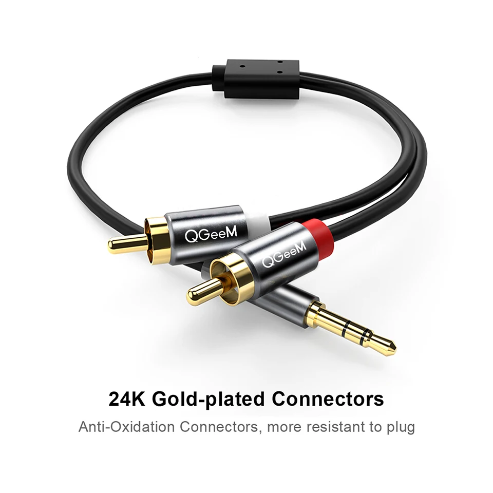 Kabel RCA QGeeM 2RCA ke 3.5mm, - Home Cinema Beamer ulasan dan harga